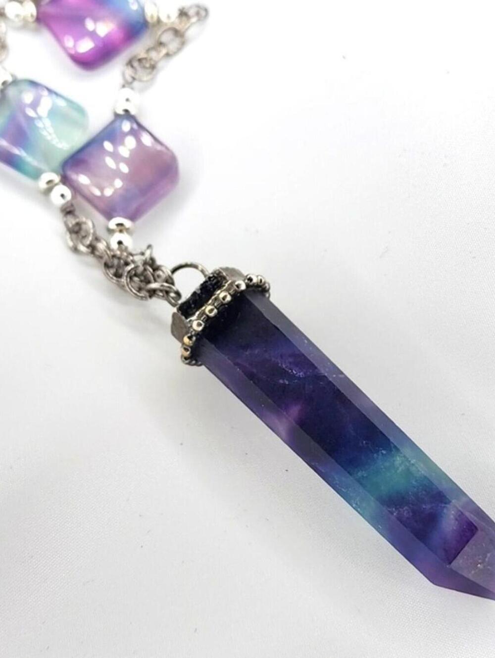 Genuine Fluorite Spike Necklace